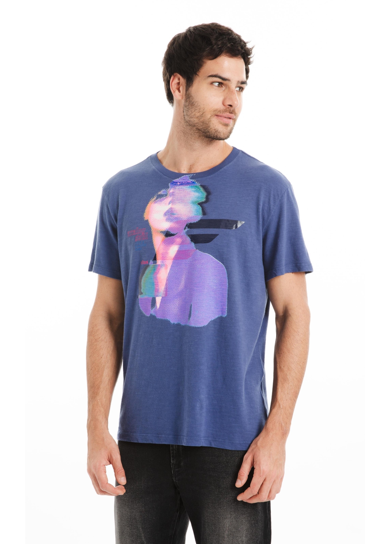 t Shirt Classic Flame Face Azul Jeans