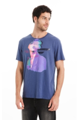 t Shirt Classic Flame Face Azul Jeans