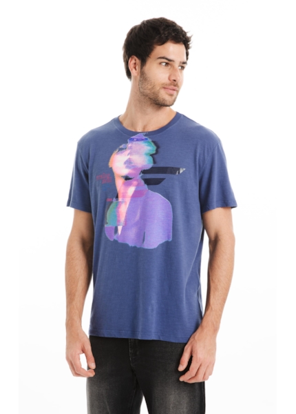 t Shirt Classic Flame Face Azul Jeans
