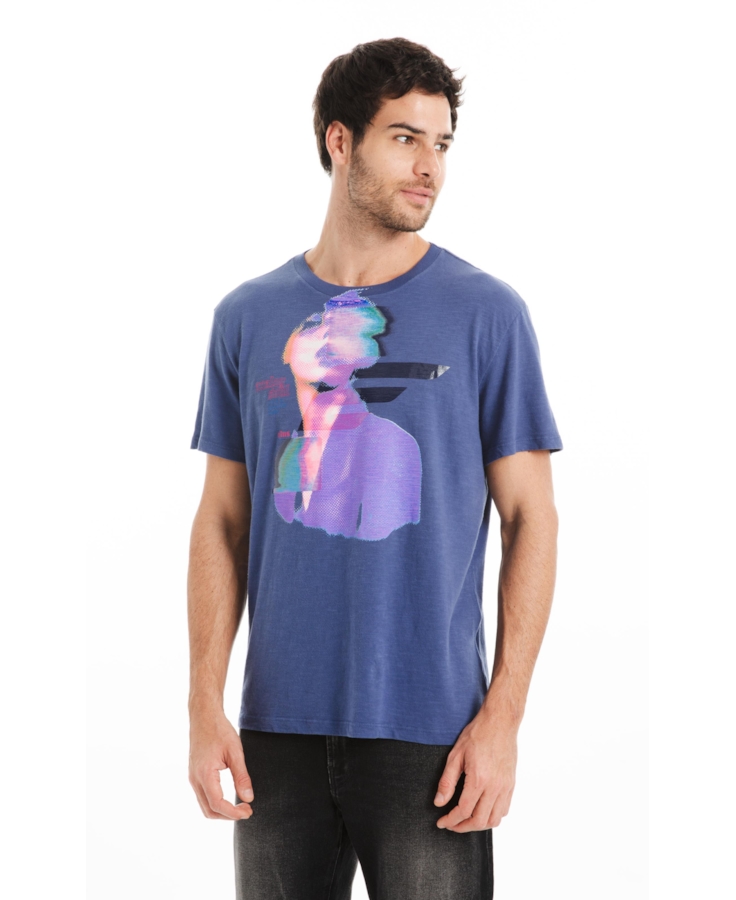t Shirt Classic Flame Face Azul Jeans