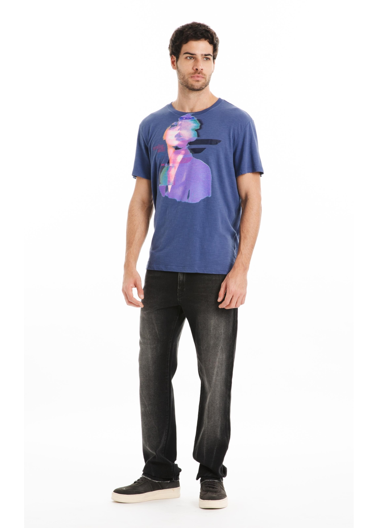 t Shirt Classic Flame Face Azul Jeans