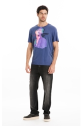 t Shirt Classic Flame Face Azul Jeans
