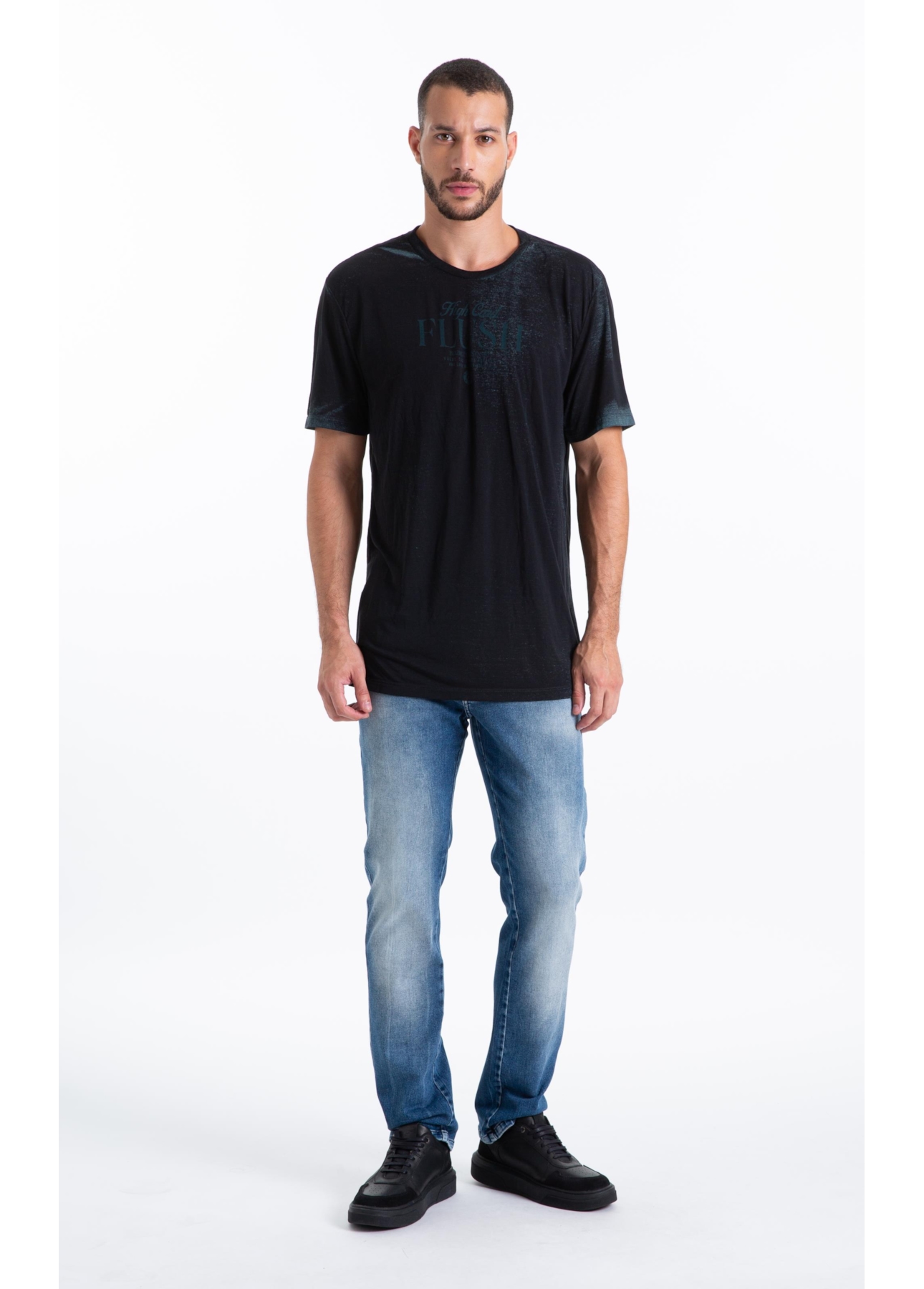 T-Shirt Cotton Devore High Flush Classic Mc Petroleo