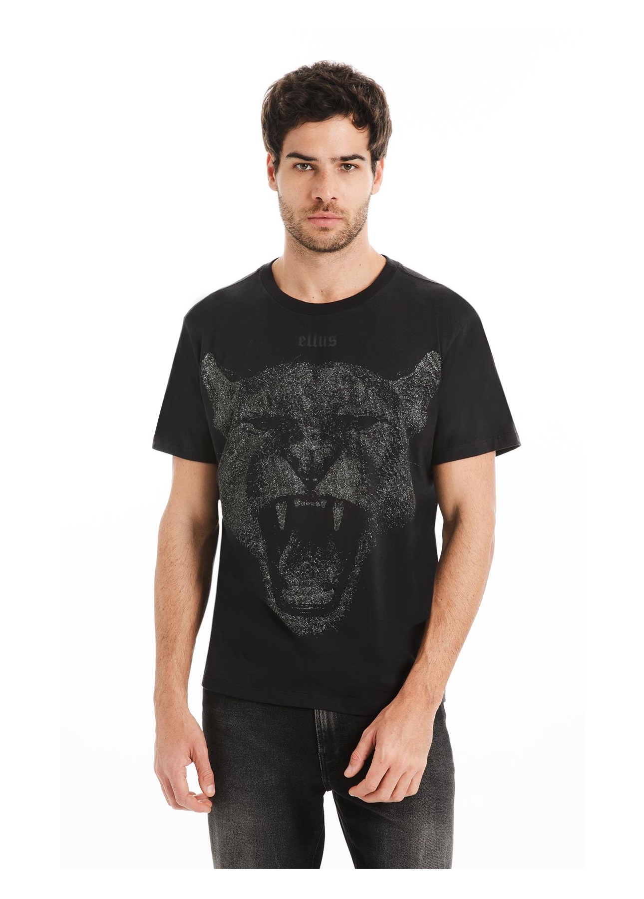T-Shirt Cotton Fine Cougar Ellus Preto