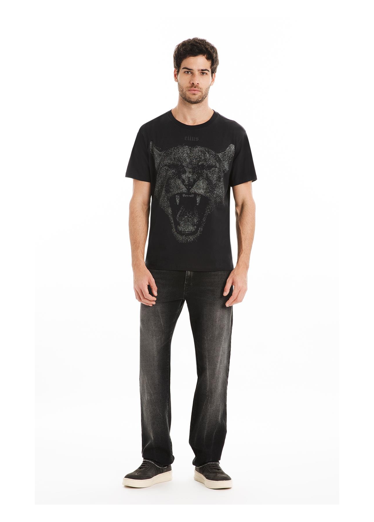 T-Shirt Cotton Fine Cougar Ellus Preto