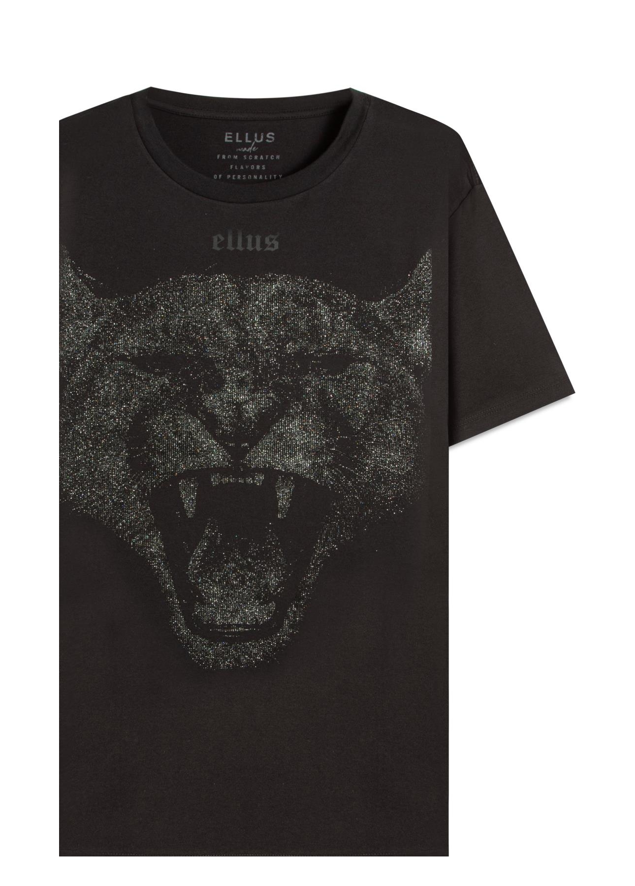 T-Shirt Cotton Fine Cougar Ellus Preto