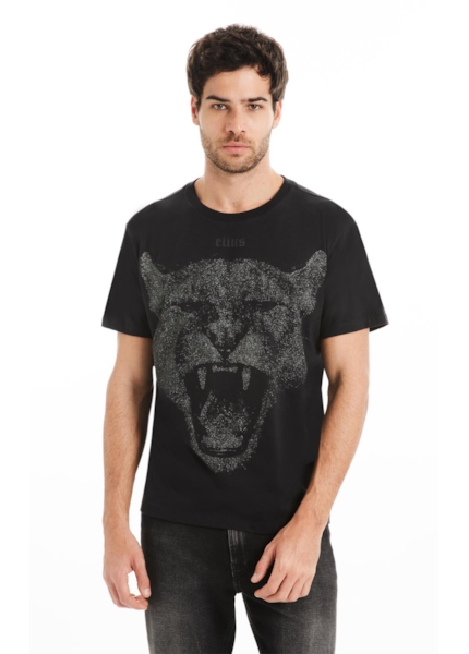 T-Shirt Cotton Fine Cougar Ellus Preto