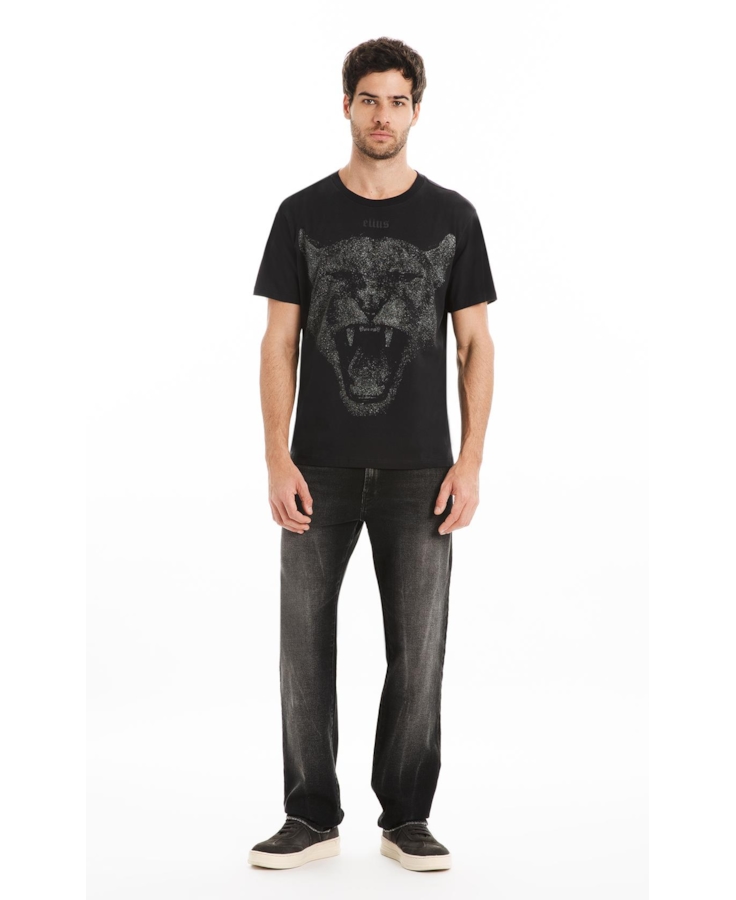 T-Shirt Cotton Fine Cougar Ellus Preto