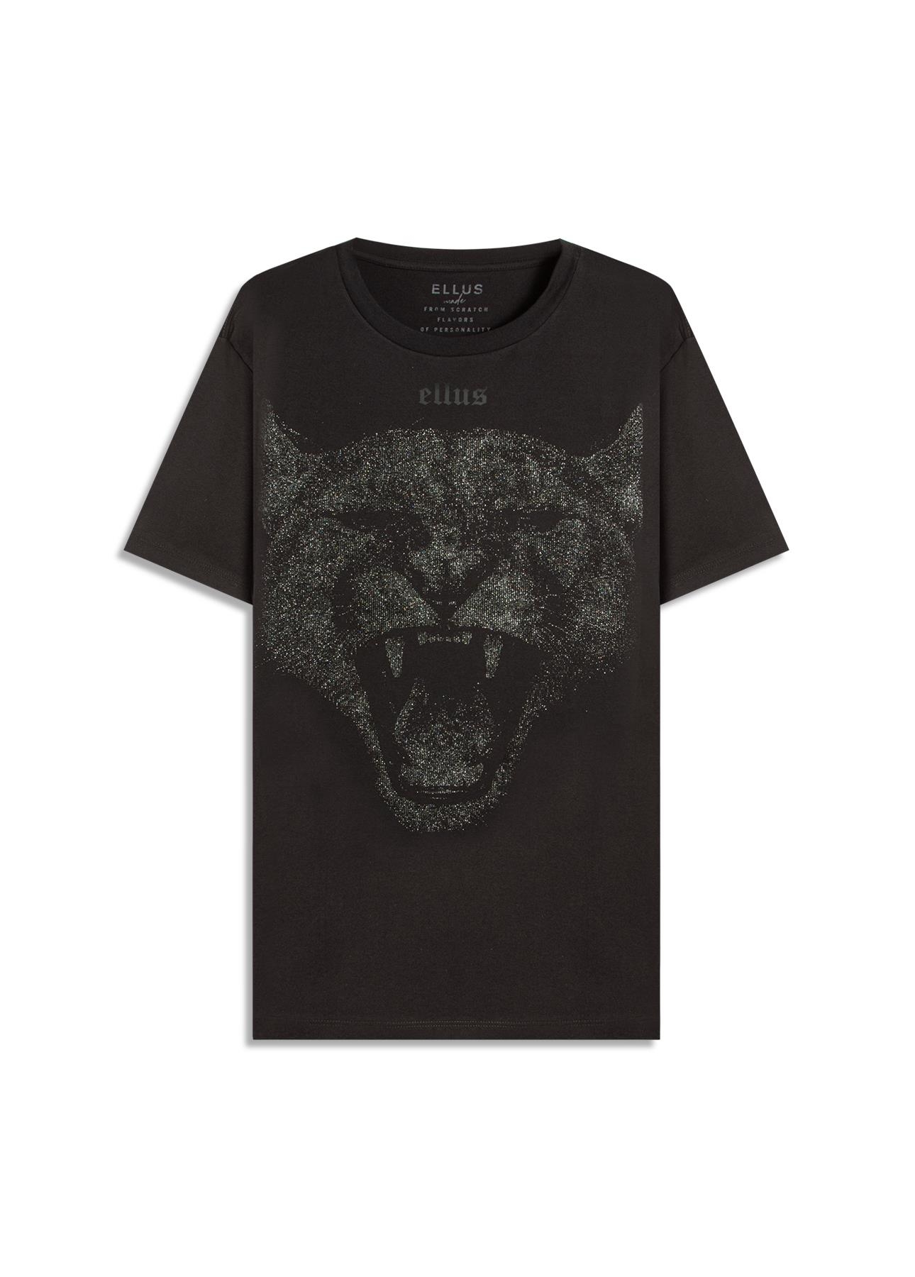 T-Shirt Cotton Fine Cougar Ellus Preto