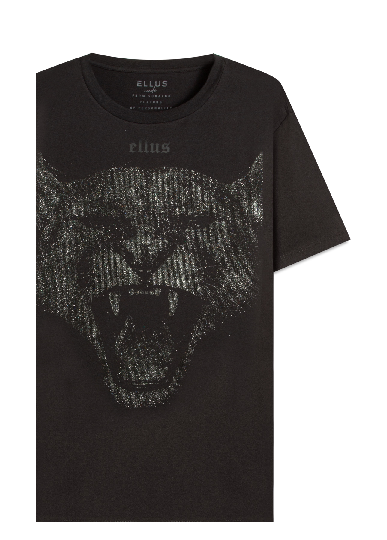 T-Shirt Cotton Fine Cougar Ellus Preto