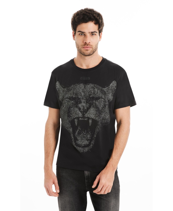 T-Shirt Cotton Fine Cougar Ellus Preto