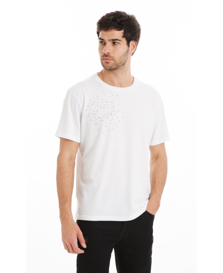 T-Shirt Cotton Fine e Compass Hotfix Classic Off White