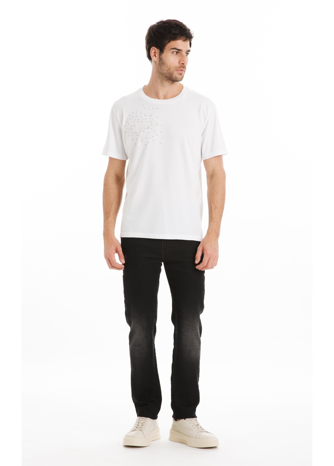 T-Shirt Cotton Fine e Compass Hotfix Classic Off White