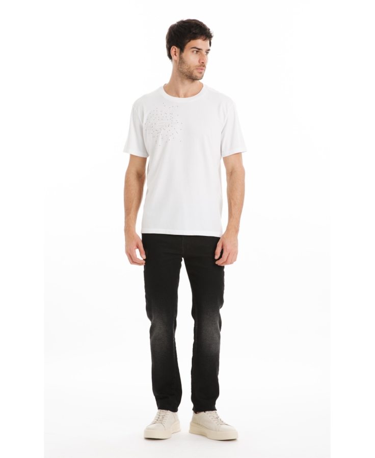 T-Shirt Cotton Fine e Compass Hotfix Classic Off White
