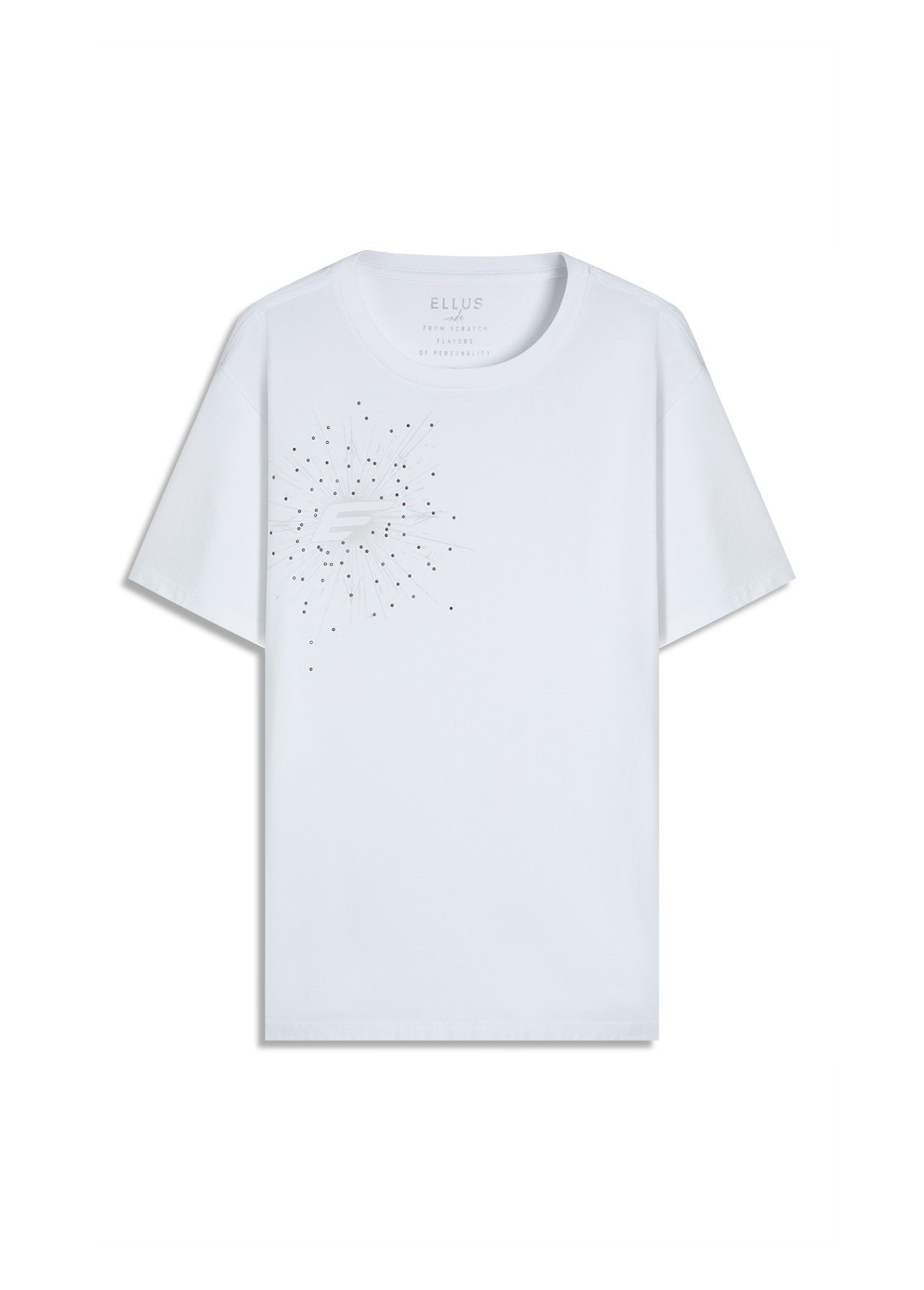 T-Shirt Cotton Fine e Compass Hotfix Classic Off White