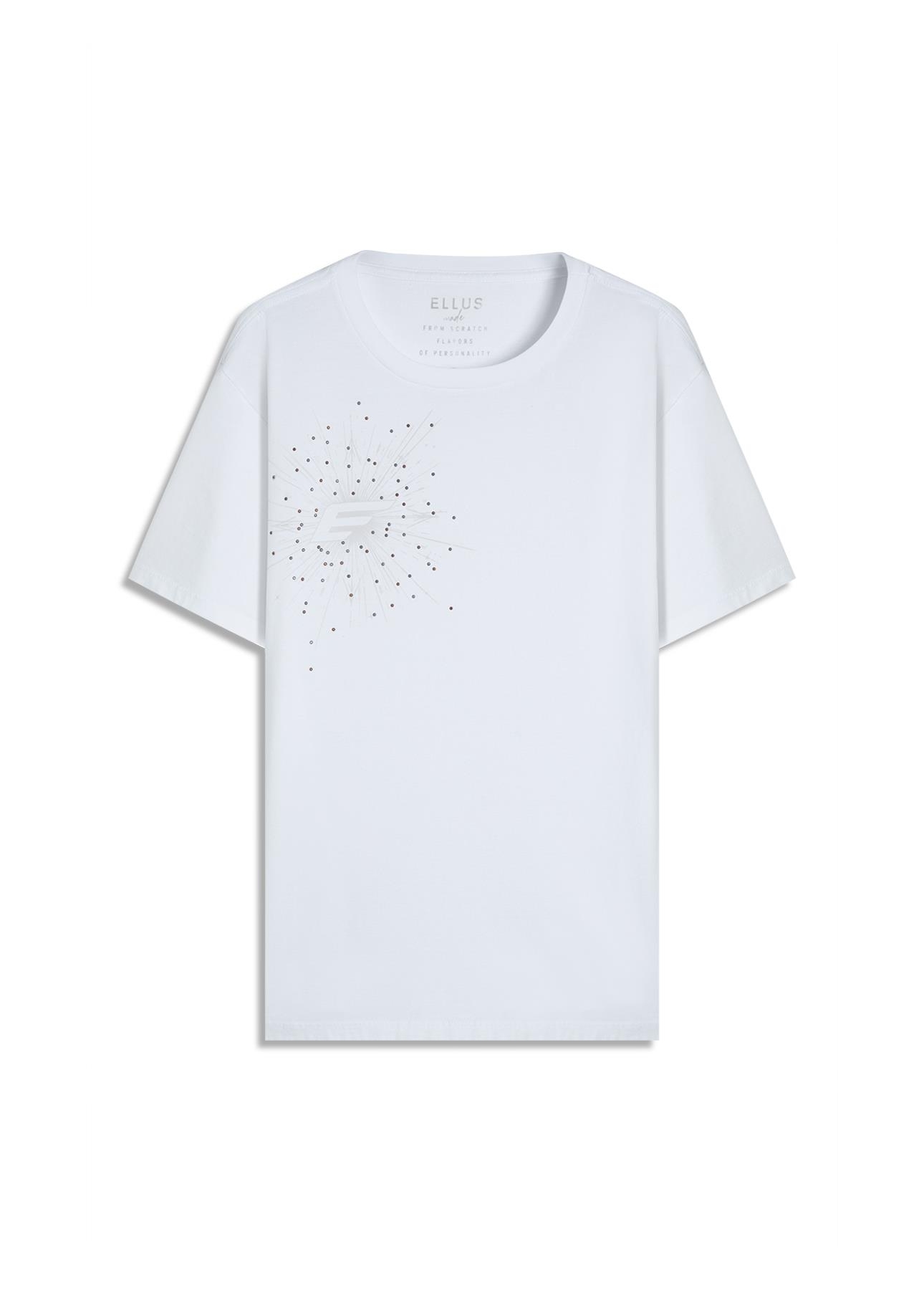 T-Shirt Cotton Fine e Compass Hotfix Classic Off White