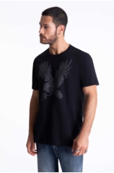 T-Shirt Cotton Fine Eagle Pino Preto