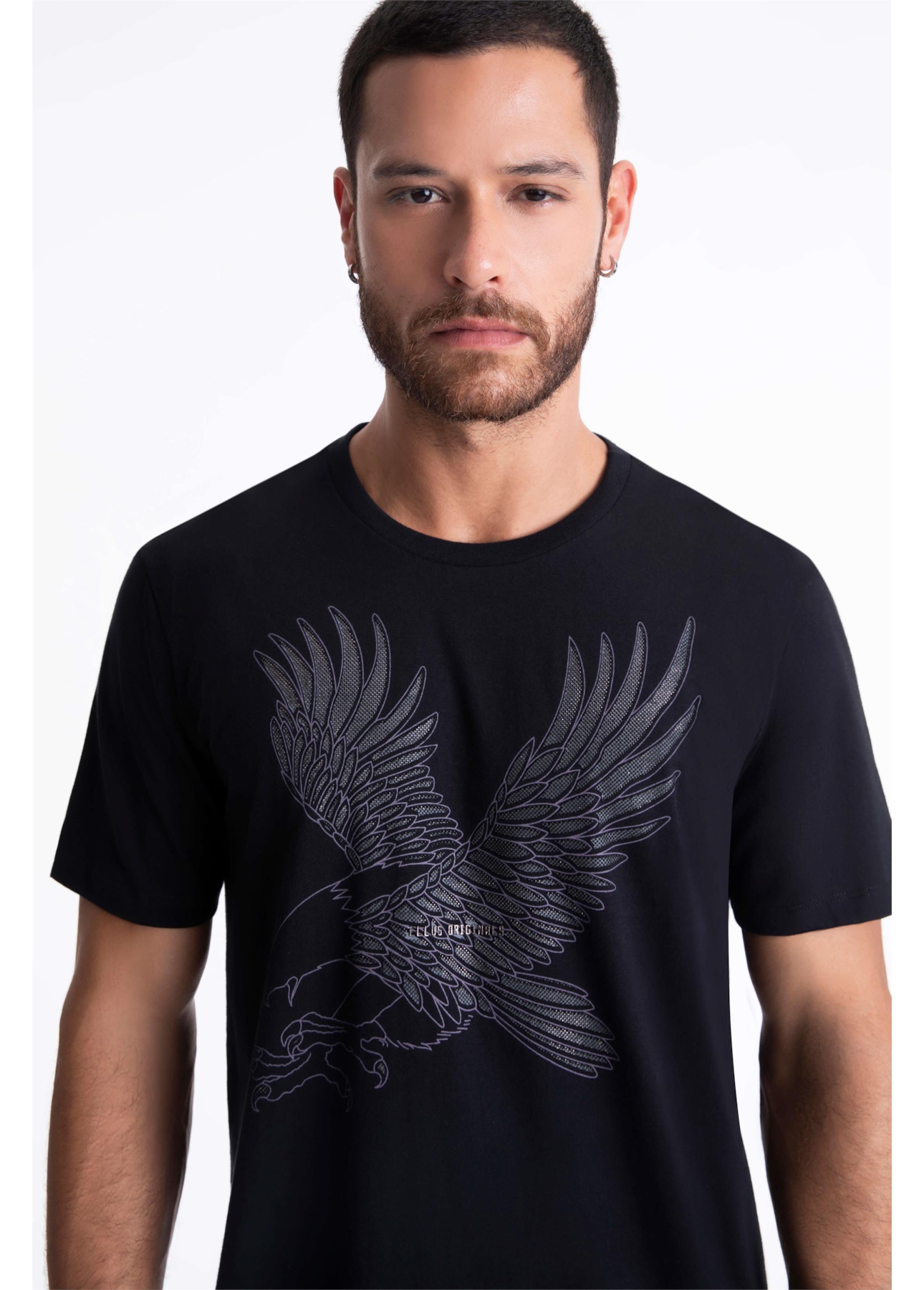 T-Shirt Cotton Fine Eagle Pino Preto