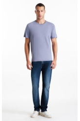 T-Shirt Cotton Fine Ellus Duocolor Classic Mc Blue Vintage