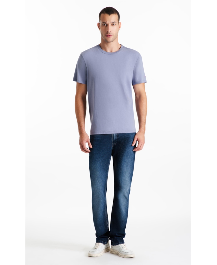 T-Shirt Cotton Fine Ellus Duocolor Classic Mc Blue Vintage