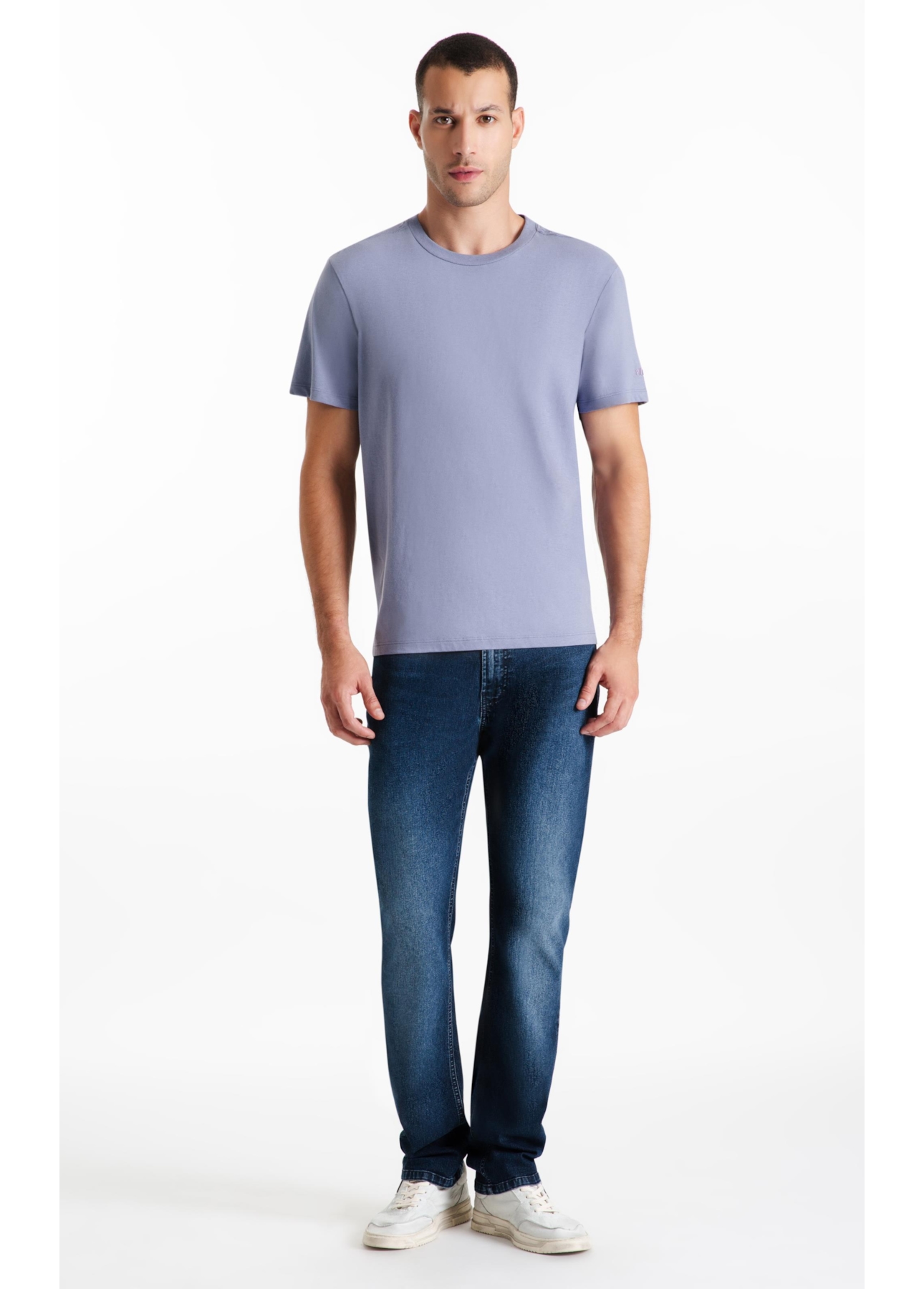 T-Shirt Cotton Fine Ellus Duocolor Classic Mc Blue Vintage