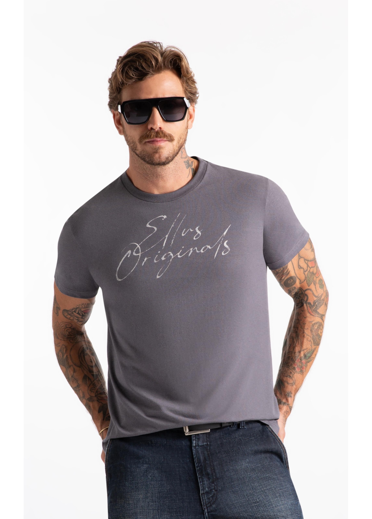 T-Shirt Cotton Fine Ellus Originals Classic Cinza Medio