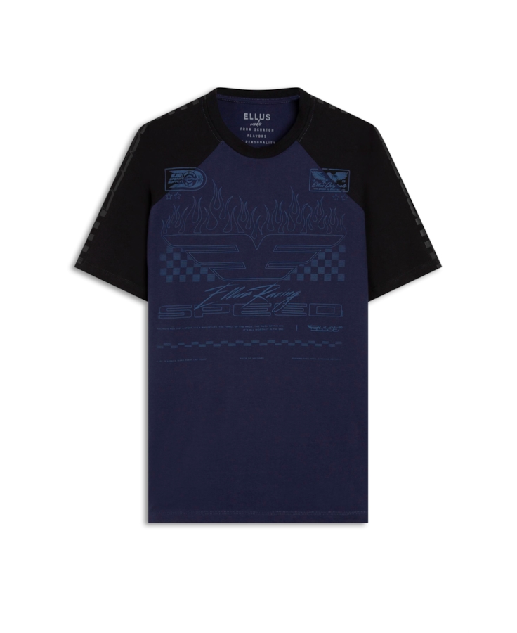 T-Shirt Cotton Fine Ellus Speed Raglan Dark Navy