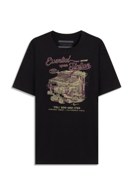 T-Shirt Cotton Fine Essential Repair Preto