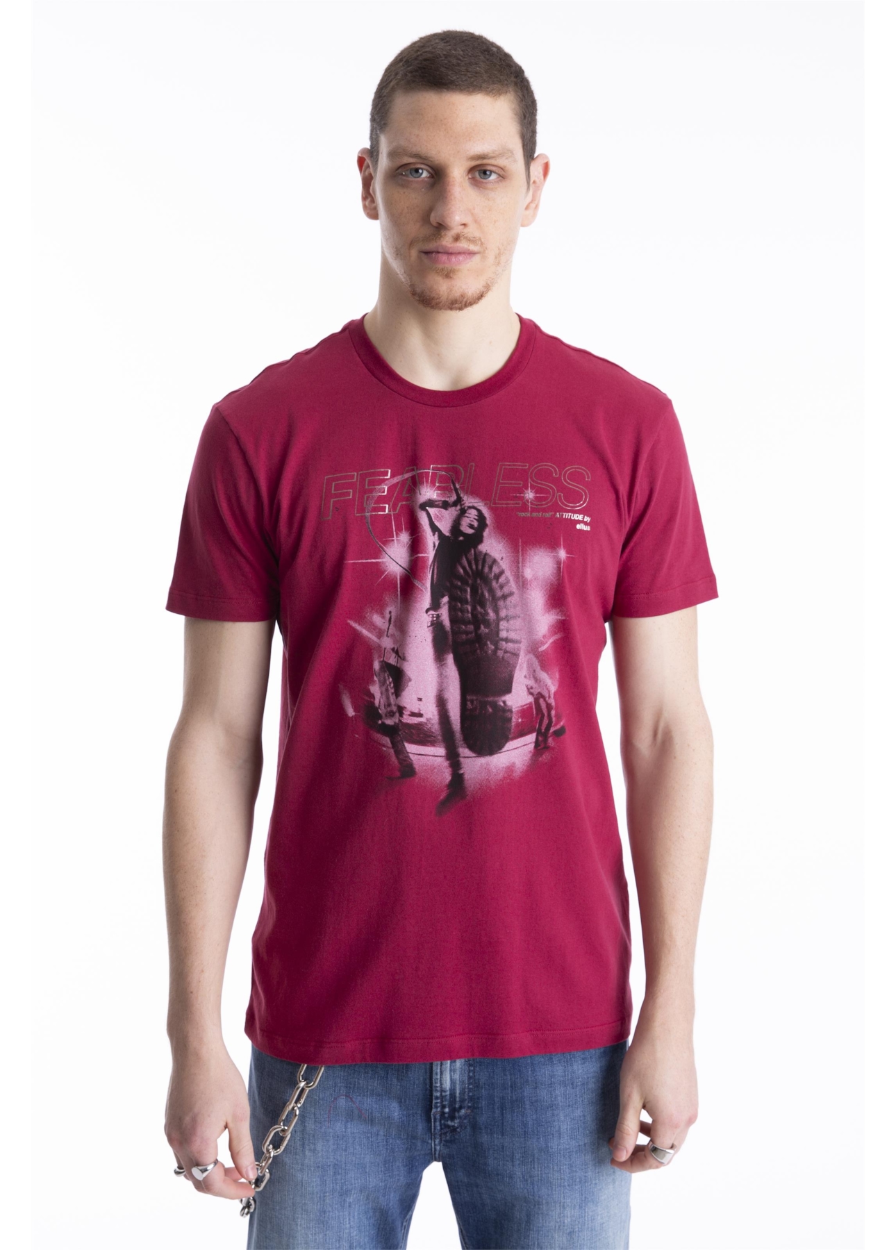 T-Shirt Cotton Fine Fearless Rock Bordeaux