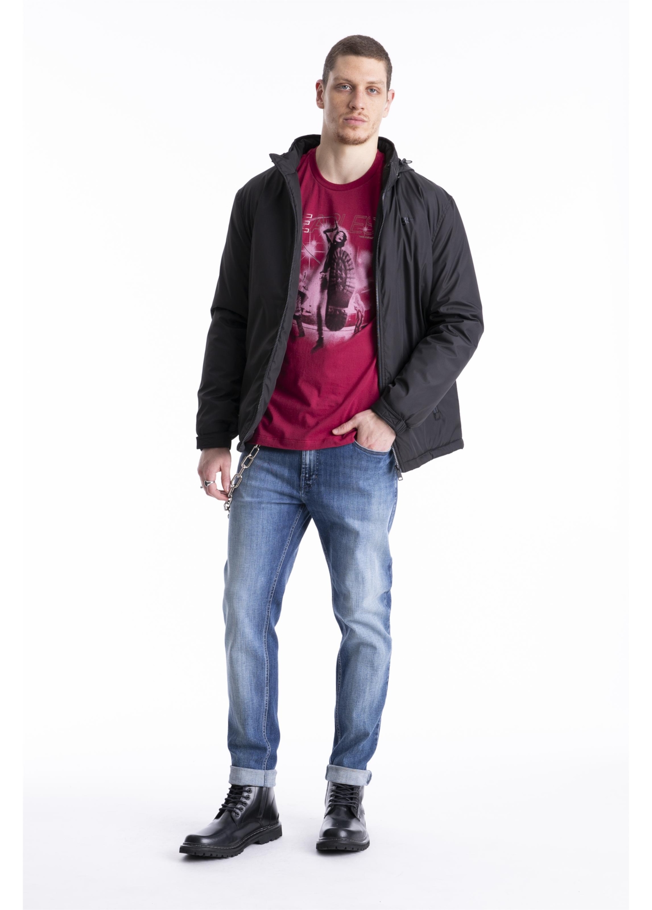 T-Shirt Cotton Fine Fearless Rock Bordeaux