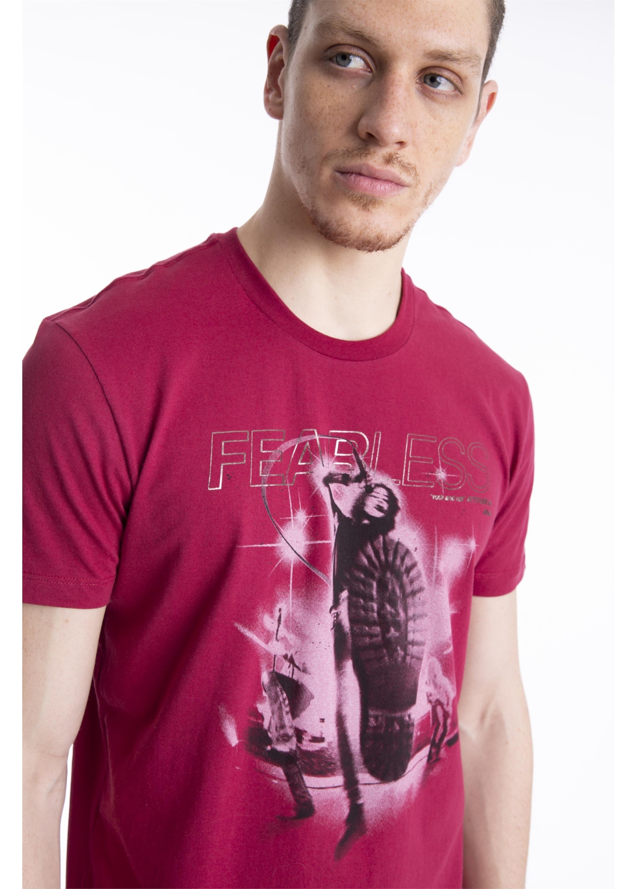 T-Shirt Cotton Fine Fearless Rock Bordeaux