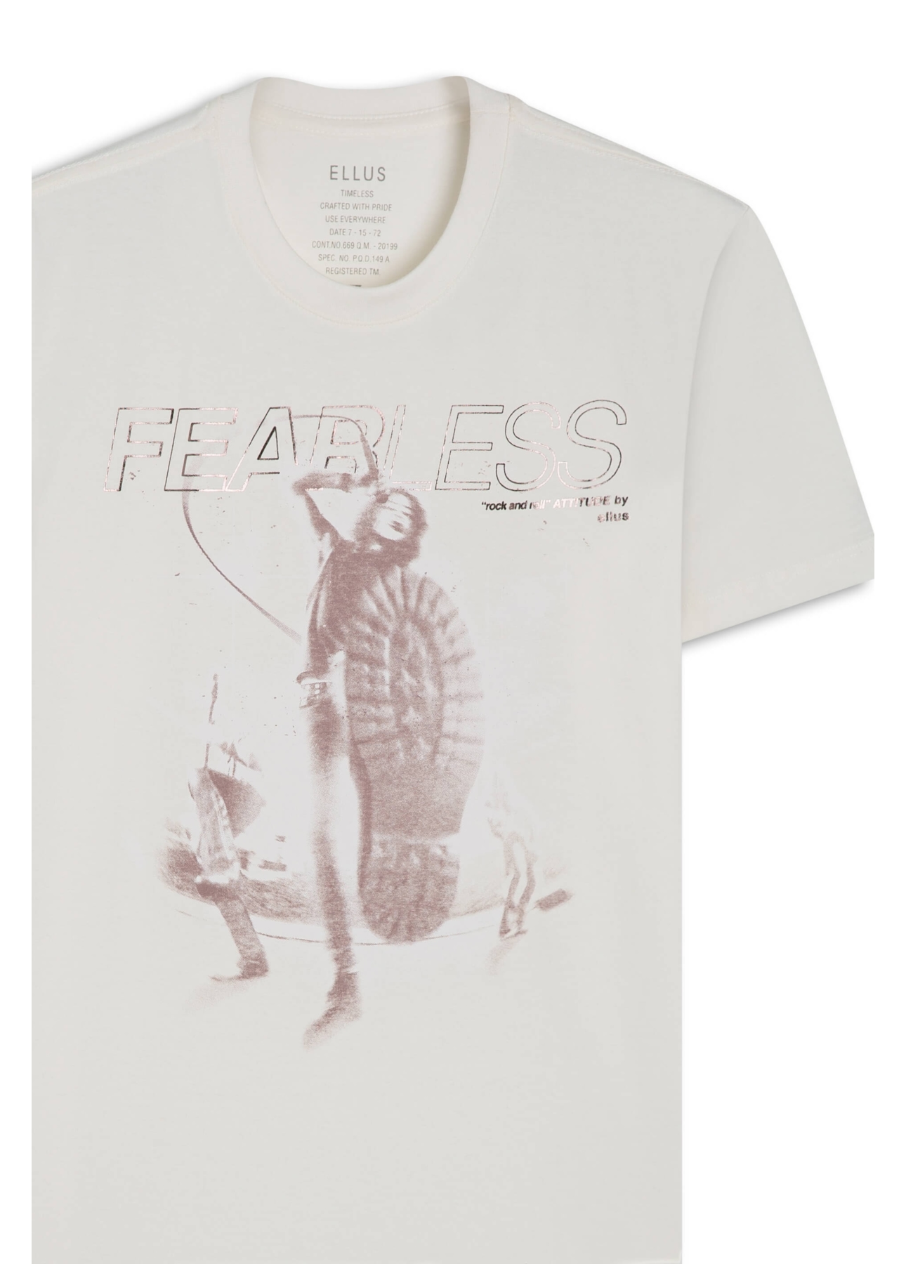T-Shirt Cotton Fine Fearless Rock Off White