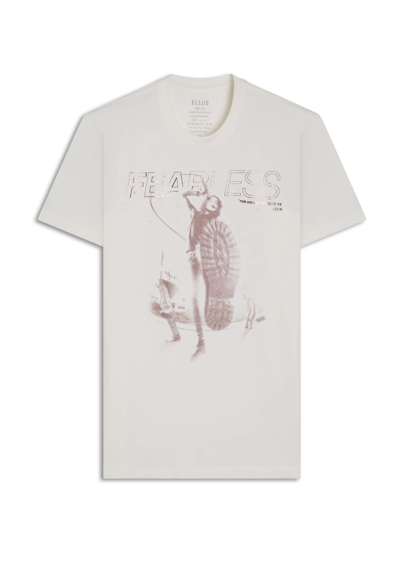 T-Shirt Cotton Fine Fearless Rock Off White
