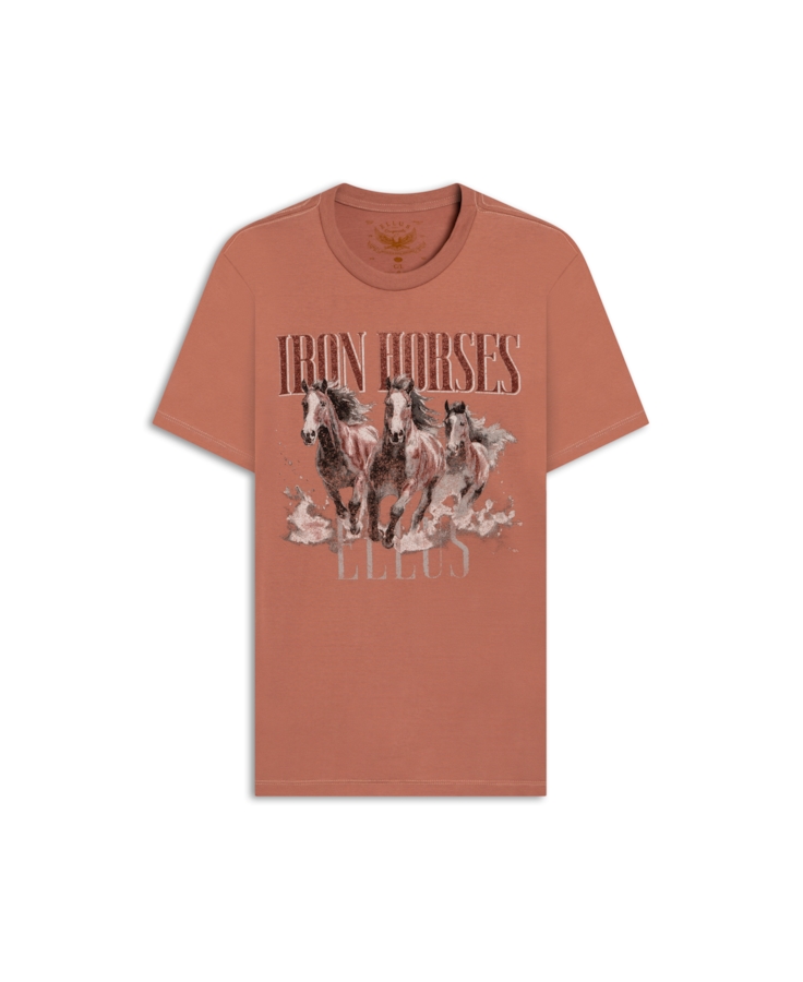 T-Shirt Cotton Fine Iron Horses Telha