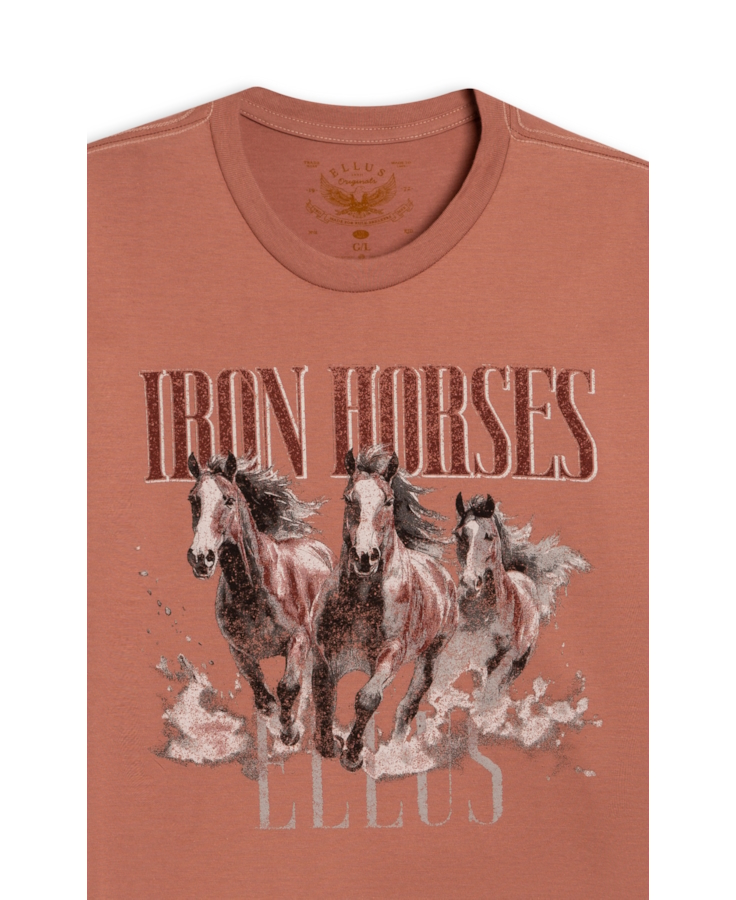 T-Shirt Cotton Fine Iron Horses Telha