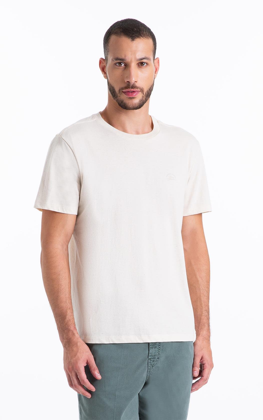 T-Shirt Cotton Fine Linen Ellus Classic Mc Natural