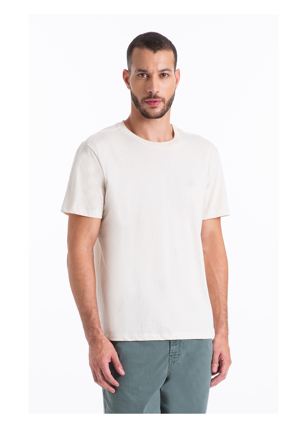 T-Shirt Cotton Fine Linen Ellus Classic Mc Natural