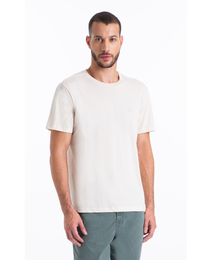 T-Shirt Cotton Fine Linen Ellus Classic Mc Natural