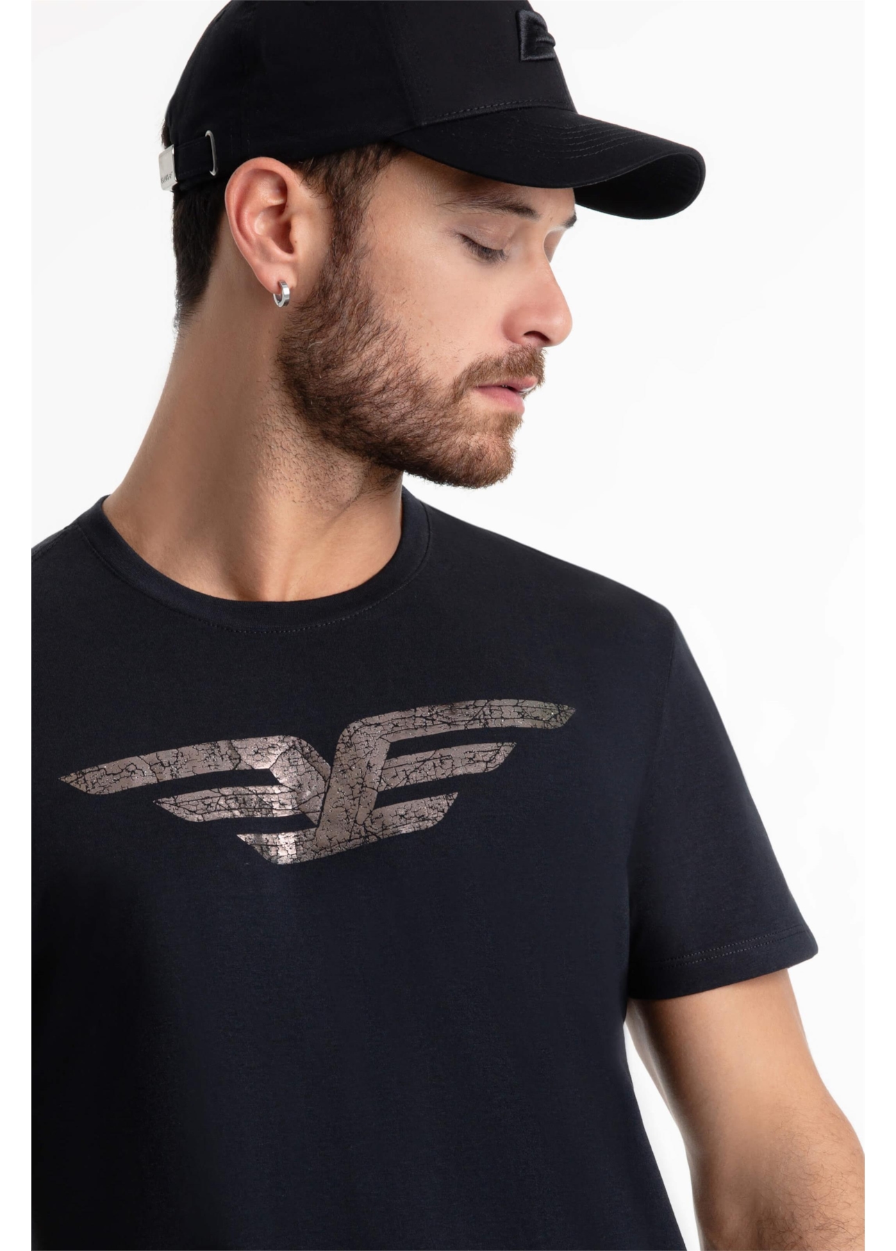 T-Shirt Cotton Fine Maxi Easa Foil Preto