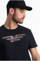 T-Shirt Cotton Fine Maxi Easa Foil Preto