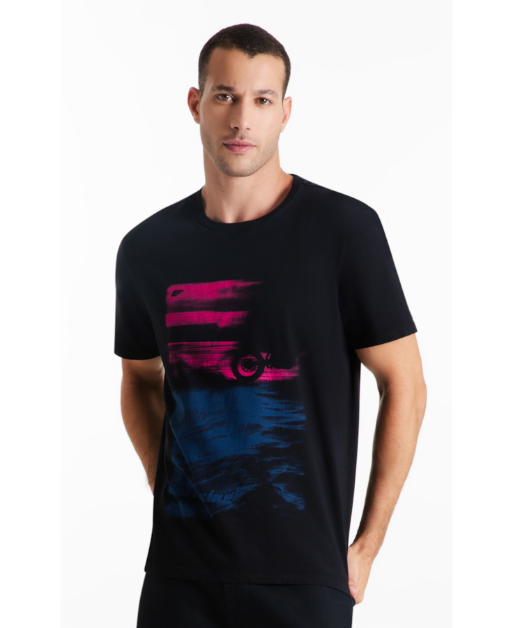 T-Shirt Cotton Fine Motorcycle Classic Preto