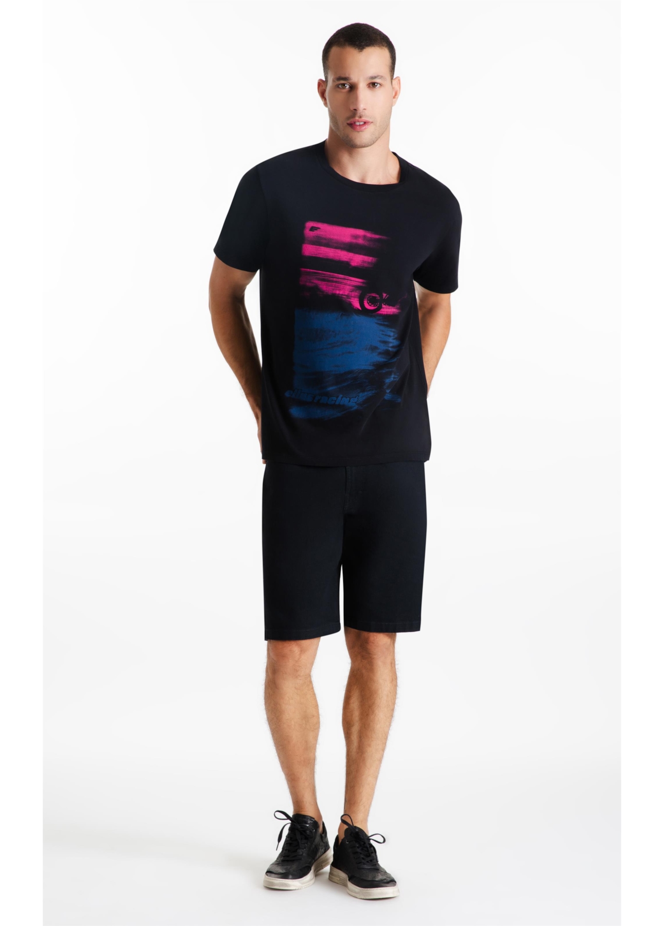 T-Shirt Cotton Fine Motorcycle Classic Preto