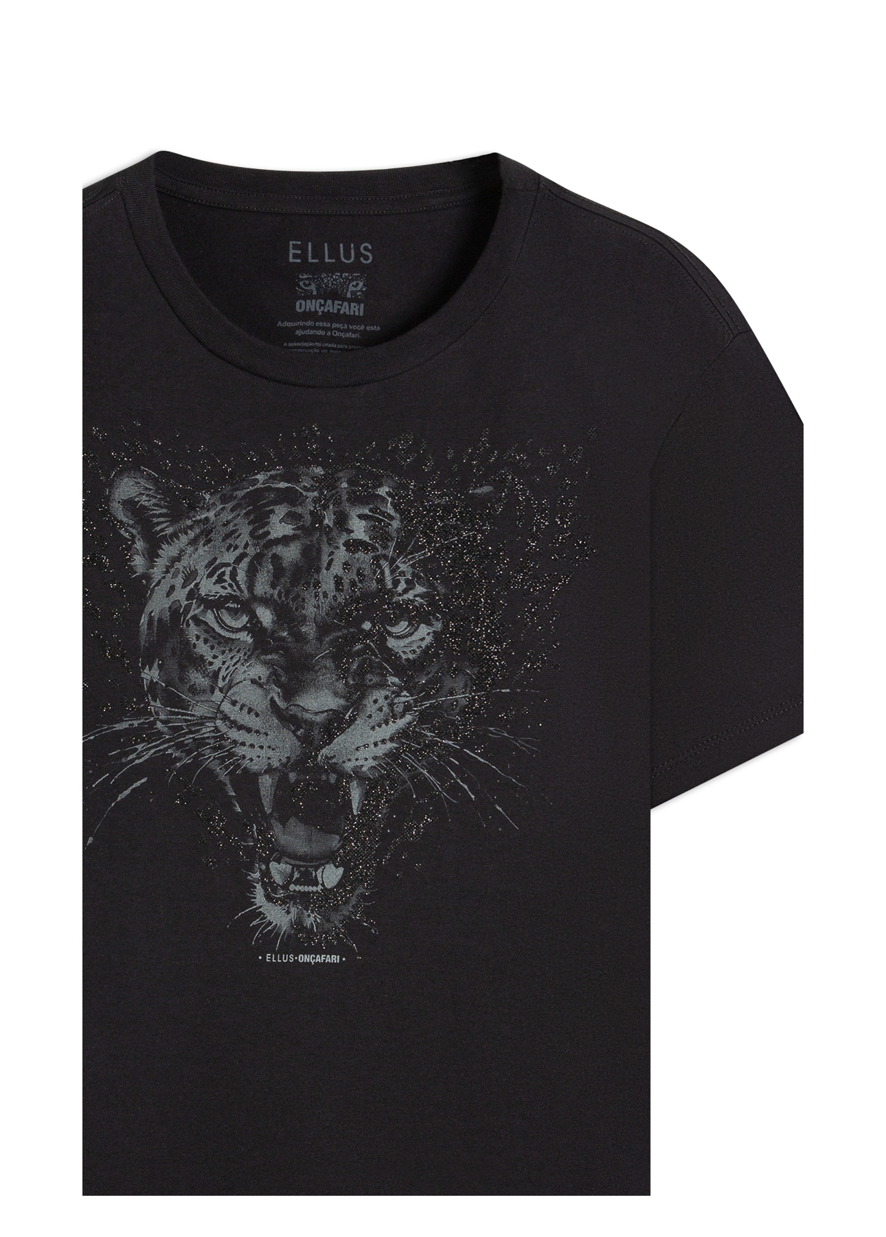 T-Shirt Cotton Fine Onçafari Shine Preto