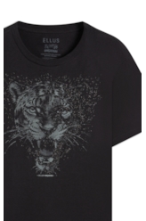 T-Shirt Cotton Fine Onçafari Shine Preto