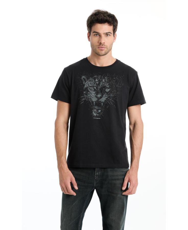 T-Shirt Cotton Fine Onçafari Shine Preto