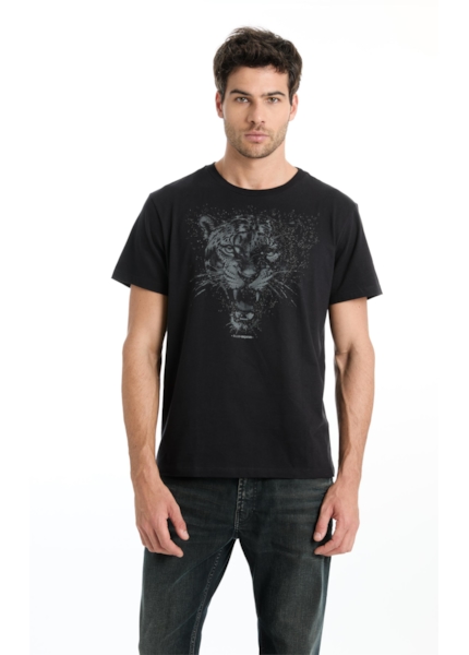 T-Shirt Cotton Fine Onçafari Shine Preto