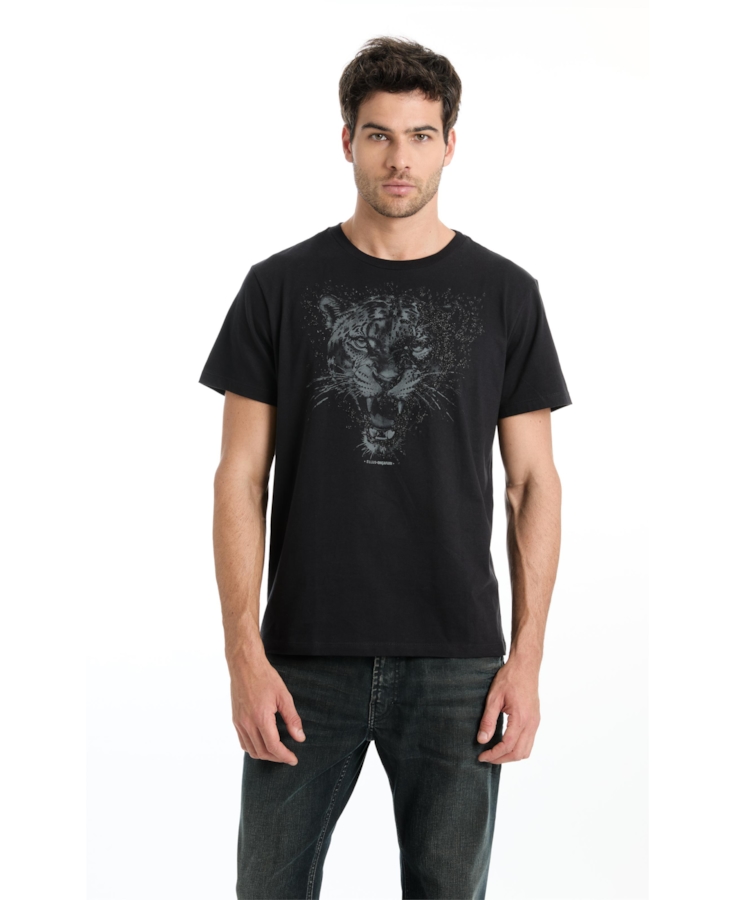 T-Shirt Cotton Fine Onçafari Shine Preto