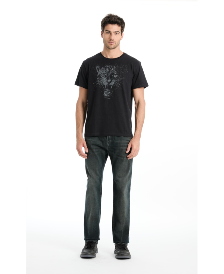 T-Shirt Cotton Fine Onçafari Shine Preto