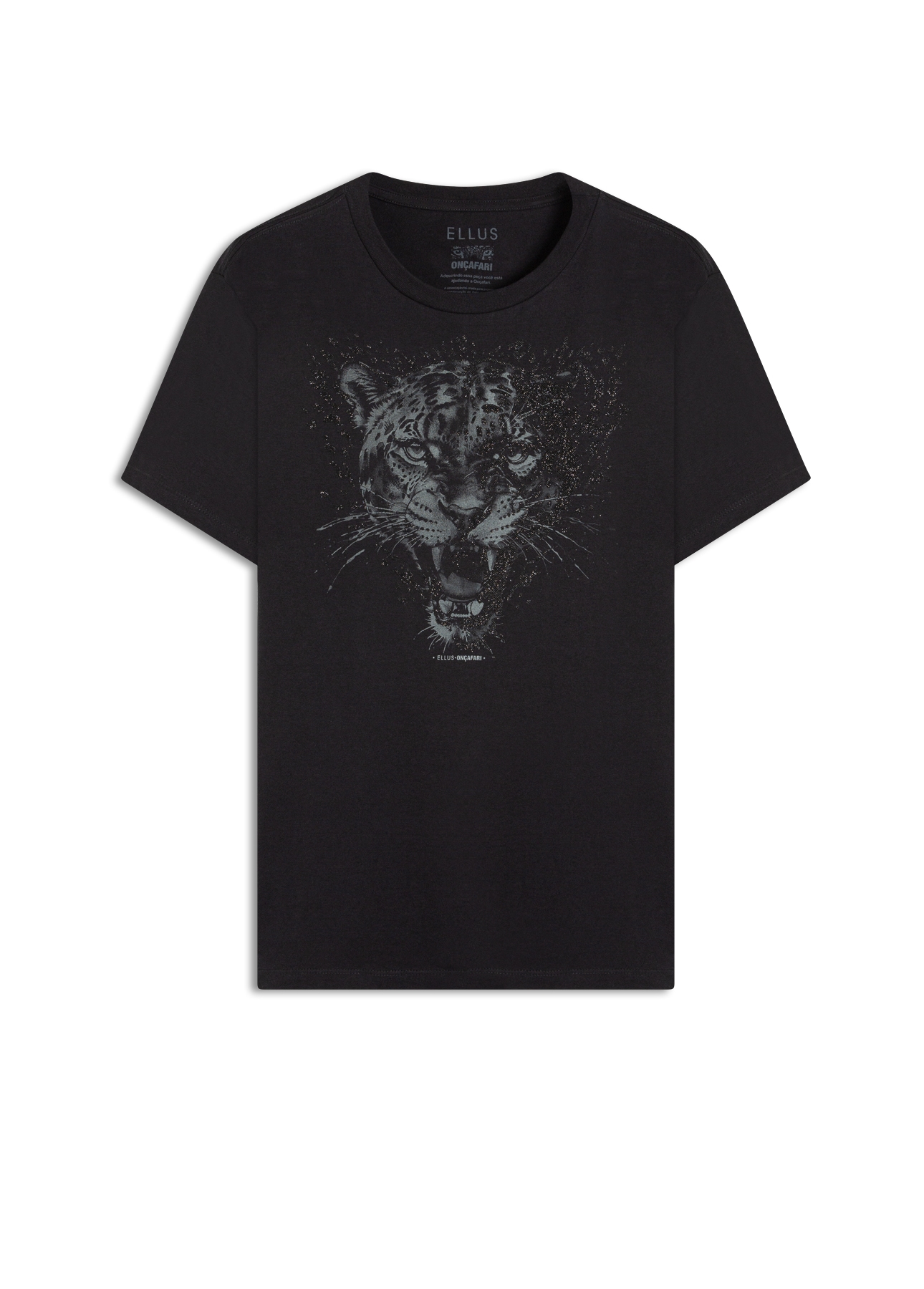 T-Shirt Cotton Fine Onçafari Shine Preto