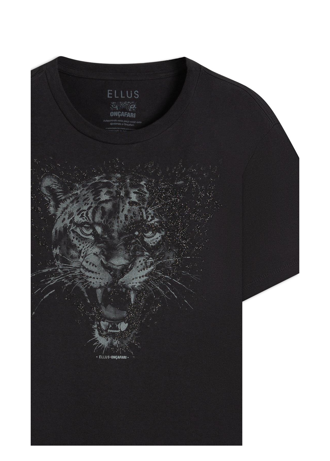 T-Shirt Cotton Fine Onçafari Shine Preto
